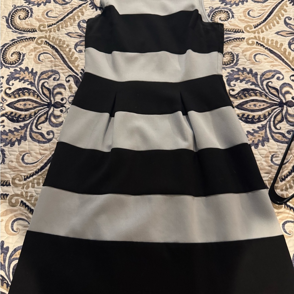 LOFT Black and White Strapless Sheath Dress Cocktail